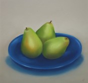 Pears on Blue Plate